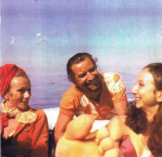 Maurice Bejart with Maina Gielgud and her Mother, Cannes 1969
